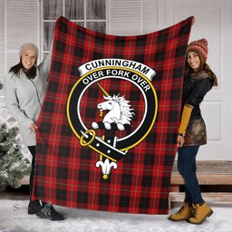 Scottish Cunningham Clan Tartan Blanket with Family Crest Tartan Plaid Sherpa Blanket Scottish Plaid Tartan Plaid - ScotsTee - scotstee.com