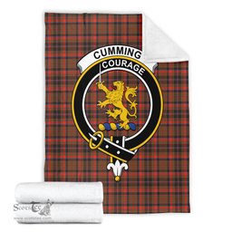 Scottish Cumming Hunting Weathered Clan Tartan Blanket with Family Crest Tartan Plaid Sherpa Blanket Scottish Plaid Tartan Plaid - ScotsTee - scotstee.com
