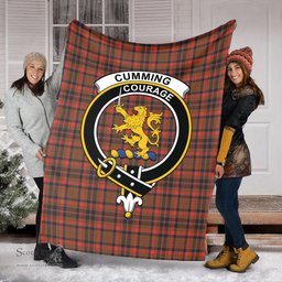 Scottish Cumming Hunting Weathered Clan Tartan Blanket with Family Crest Tartan Plaid Sherpa Blanket Scottish Plaid Tartan Plaid - ScotsTee - scotstee.com