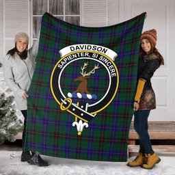 Scottish Davidson Modern Clan Tartan Blanket with Family Crest Tartan Plaid Sherpa Blanket Scottish Plaid Tartan Plaid - ScotsTee - scotstee.com