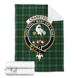 Scottish Cranstoun Clan Tartan Blanket with Family Crest Tartan Plaid Sherpa Blanket Scottish Plaid Tartan Plaid - ScotsTee - scotstee.com