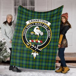 Scottish Cranstoun Clan Tartan Blanket with Family Crest Tartan Plaid Sherpa Blanket Scottish Plaid Tartan Plaid - ScotsTee - scotstee.com
