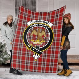 Scottish Drummond of Perth Dress Clan Tartan Blanket with Family Crest Tartan Plaid Sherpa Blanket Scottish Plaid Tartan Plaid - ScotsTee - scotstee.com