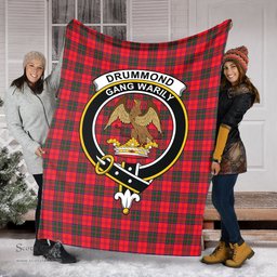 Scottish Drummond Modern Clan Tartan Blanket with Family Crest Tartan Plaid Sherpa Blanket Scottish Plaid Tartan Plaid - ScotsTee - scotstee.com