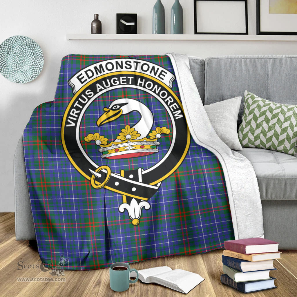 Scottish Edmonstone Clan Tartan Blanket with Family Crest Tartan Plaid Sherpa Blanket Scottish Plaid Tartan Plaid - ScotsTee - scotstee.com