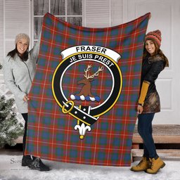 Scottish Fraser Ancient Clan Tartan Blanket with Family Crest Tartan Plaid Sherpa Blanket Scottish Plaid Tartan Plaid - ScotsTee - scotstee.com
