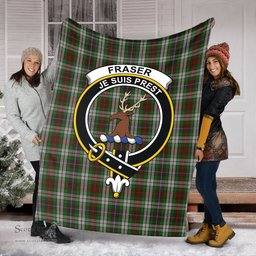 Scottish Fraser Hunting Dress Clan Tartan Blanket with Family Crest Tartan Plaid Sherpa Blanket Scottish Plaid Tartan Plaid - ScotsTee - scotstee.com
