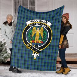 Scottish Falconer Clan Tartan Blanket with Family Crest Tartan Plaid Sherpa Blanket Scottish Plaid Tartan Plaid - ScotsTee - scotstee.com