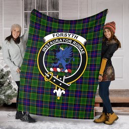 Scottish Forsyth Modern Clan Tartan Blanket with Family Crest Tartan Plaid Sherpa Blanket Scottish Plaid Tartan Plaid - ScotsTee - scotstee.com