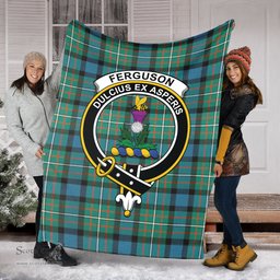 Scottish Ferguson Ancient Clan Tartan Blanket with Family Crest Tartan Plaid Sherpa Blanket Scottish Plaid Tartan Plaid - ScotsTee - scotstee.com
