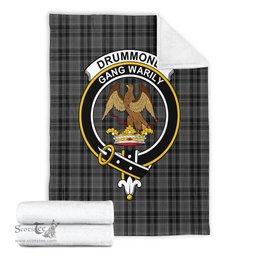 Scottish Drummond Grey Clan Tartan Blanket with Family Crest Tartan Plaid Sherpa Blanket Scottish Plaid Tartan Plaid - ScotsTee - scotstee.com