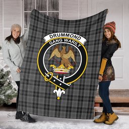 Scottish Drummond Grey Clan Tartan Blanket with Family Crest Tartan Plaid Sherpa Blanket Scottish Plaid Tartan Plaid - ScotsTee - scotstee.com