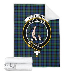 Scottish Fletcher Ancient Clan Tartan Blanket with Family Crest Tartan Plaid Sherpa Blanket Scottish Plaid Tartan Plaid - ScotsTee - scotstee.com