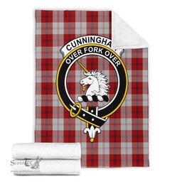 Scottish Cunningham Dress Clan Tartan Blanket with Family Crest Tartan Plaid Sherpa Blanket Scottish Plaid Tartan Plaid - ScotsTee - scotstee.com