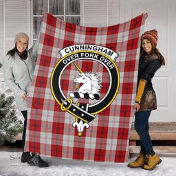 Scottish Cunningham Dress Clan Tartan Blanket with Family Crest Tartan Plaid Sherpa Blanket Scottish Plaid Tartan Plaid - ScotsTee - scotstee.com