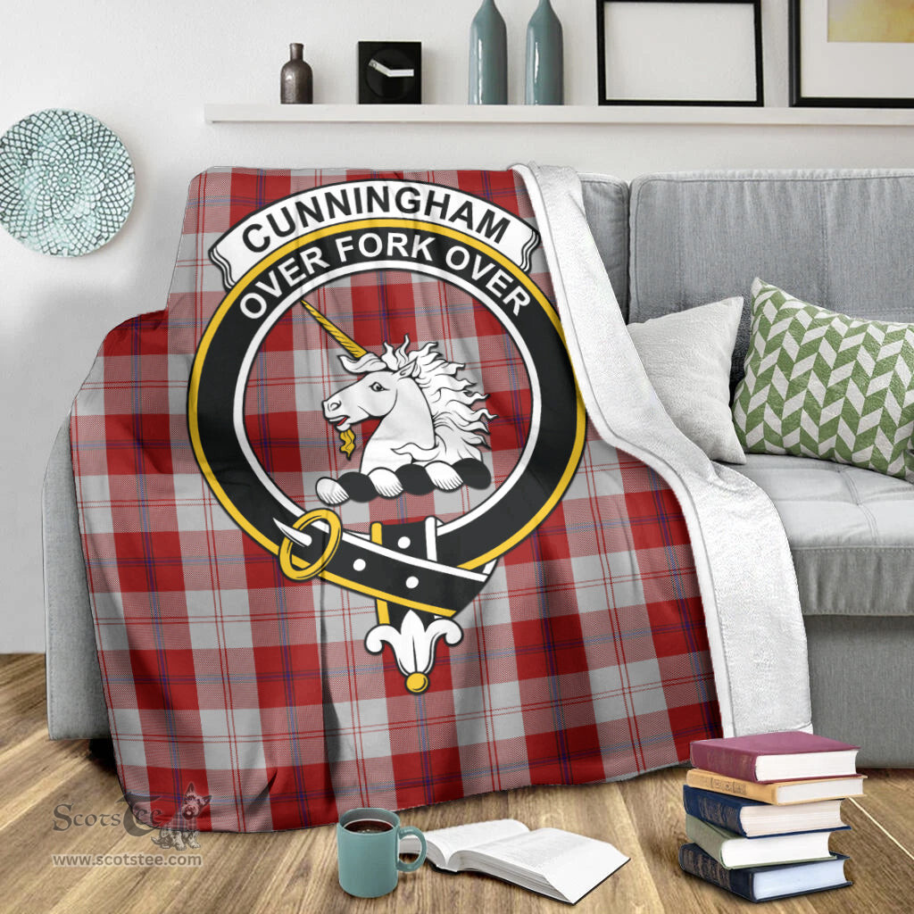 Scottish Cunningham Dress Clan Tartan Blanket with Family Crest Tartan Plaid Sherpa Blanket Scottish Plaid Tartan Plaid - ScotsTee - scotstee.com
