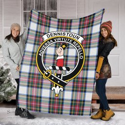 Scottish Dennistoun Clan Tartan Blanket with Family Crest Tartan Plaid Sherpa Blanket Scottish Plaid Tartan Plaid - ScotsTee - scotstee.com