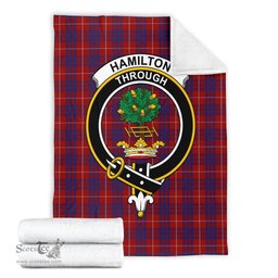 Scottish Hamilton Clan Tartan Blanket with Family Crest Tartan Plaid Sherpa Blanket Scottish Plaid Tartan Plaid - ScotsTee - scotstee.com