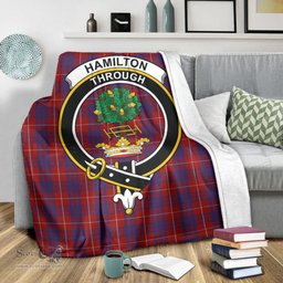 Scottish Hamilton Clan Tartan Blanket with Family Crest Tartan Plaid Sherpa Blanket Scottish Plaid Tartan Plaid - ScotsTee - scotstee.com