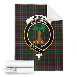 Scottish Crosbie Clan Tartan Blanket with Family Crest Tartan Plaid Sherpa Blanket Scottish Plaid Tartan Plaid - ScotsTee - scotstee.com