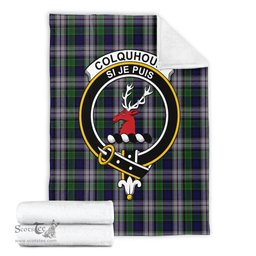 Scottish Colquhoun Dress Clan Tartan Blanket with Family Crest Tartan Plaid Sherpa Blanket Scottish Plaid Tartan Plaid - ScotsTee - scotstee.com