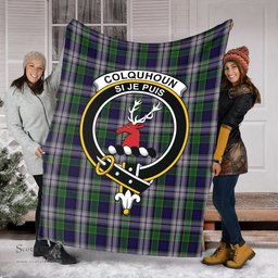 Scottish Colquhoun Dress Clan Tartan Blanket with Family Crest Tartan Plaid Sherpa Blanket Scottish Plaid Tartan Plaid - ScotsTee - scotstee.com