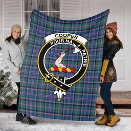 Scottish Cooper Clan Tartan Blanket with Family Crest Tartan Plaid Sherpa Blanket Scottish Plaid Tartan Plaid - ScotsTee - scotstee.com
