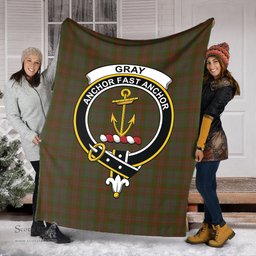 Scottish Gray Clan Tartan Blanket with Family Crest Tartan Plaid Sherpa Blanket Scottish Plaid Tartan Plaid - ScotsTee - scotstee.com