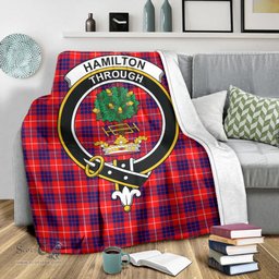 Scottish Hamilton Modern Clan Tartan Blanket with Family Crest Tartan Plaid Sherpa Blanket Scottish Plaid Tartan Plaid - ScotsTee - scotstee.com