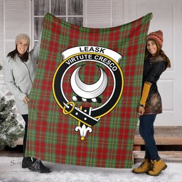 Scottish Leask Clan Tartan Blanket with Family Crest Tartan Plaid Sherpa Blanket Scottish Plaid Tartan Plaid - ScotsTee - scotstee.com
