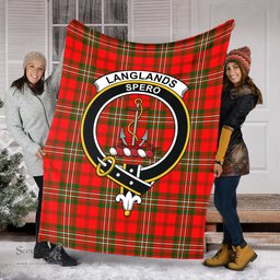 Scottish Langlands Clan Tartan Blanket with Family Crest Tartan Plaid Sherpa Blanket Scottish Plaid Tartan Plaid - ScotsTee - scotstee.com