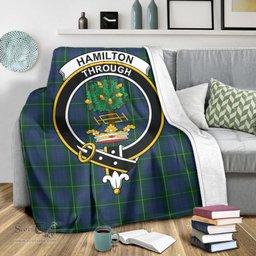 Scottish Hamilton Hunting Clan Tartan Blanket with Family Crest Tartan Plaid Sherpa Blanket Scottish Plaid Tartan Plaid - ScotsTee - scotstee.com