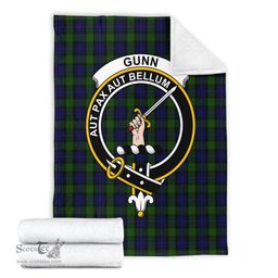 Scottish Gunn Clan Tartan Blanket with Family Crest Tartan Plaid Sherpa Blanket Scottish Plaid Tartan Plaid - ScotsTee - scotstee.com