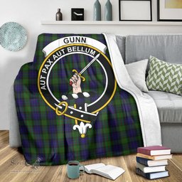 Scottish Gunn Clan Tartan Blanket with Family Crest Tartan Plaid Sherpa Blanket Scottish Plaid Tartan Plaid - ScotsTee - scotstee.com