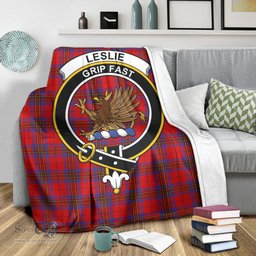 Scottish Leslie Modern Clan Tartan Blanket with Family Crest Tartan Plaid Sherpa Blanket Scottish Plaid Tartan Plaid - ScotsTee - scotstee.com