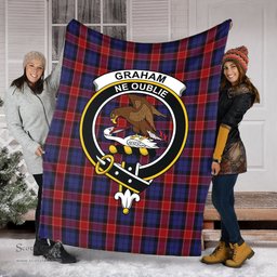 Scottish Graham of Menteith Red Clan Tartan Blanket with Family Crest Tartan Plaid Sherpa Blanket Scottish Plaid Tartan Plaid - ScotsTee - scotstee.com