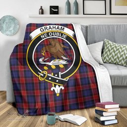 Scottish Graham of Menteith Red Clan Tartan Blanket with Family Crest Tartan Plaid Sherpa Blanket Scottish Plaid Tartan Plaid - ScotsTee - scotstee.com