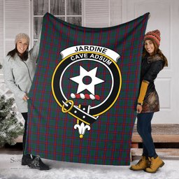 Scottish Jardine Dress Clan Tartan Blanket with Family Crest Tartan Plaid Sherpa Blanket Scottish Plaid Tartan Plaid - ScotsTee - scotstee.com