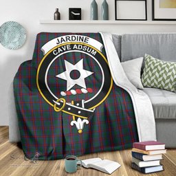 Scottish Jardine Dress Clan Tartan Blanket with Family Crest Tartan Plaid Sherpa Blanket Scottish Plaid Tartan Plaid - ScotsTee - scotstee.com