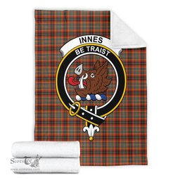Scottish Innes Ancient Clan Tartan Blanket with Family Crest Tartan Plaid Sherpa Blanket Scottish Plaid Tartan Plaid - ScotsTee - scotstee.com