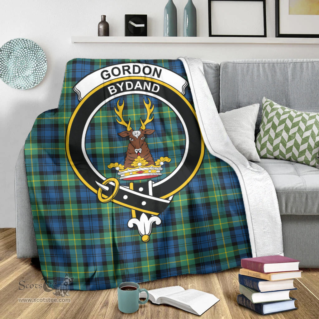 Scottish Gordon Ancient Clan Tartan Blanket with Family Crest Tartan Plaid Sherpa Blanket Scottish Plaid Tartan Plaid - ScotsTee - scotstee.com