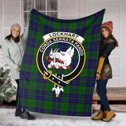 Scottish Lockhart Modern Clan Tartan Blanket with Family Crest Tartan Plaid Sherpa Blanket Scottish Plaid Tartan Plaid - ScotsTee - scotstee.com