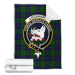 Scottish Lockhart Modern Clan Tartan Blanket with Family Crest Tartan Plaid Sherpa Blanket Scottish Plaid Tartan Plaid - ScotsTee - scotstee.com