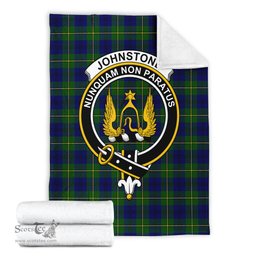 Scottish Johnstone-Johnston Modern Clan Tartan Blanket with Family Crest Tartan Plaid Sherpa Blanket Scottish Plaid Tartan Plaid - ScotsTee - scotstee.com
