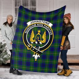 Scottish Johnstone-Johnston Modern Clan Tartan Blanket with Family Crest Tartan Plaid Sherpa Blanket Scottish Plaid Tartan Plaid - ScotsTee - scotstee.com