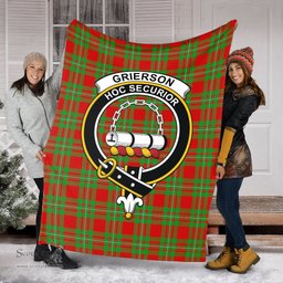 Scottish Grierson Clan Tartan Blanket with Family Crest Tartan Plaid Sherpa Blanket Scottish Plaid Tartan Plaid - ScotsTee - scotstee.com