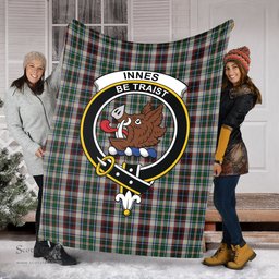 Scottish Innes Dress Clan Tartan Blanket with Family Crest Tartan Plaid Sherpa Blanket Scottish Plaid Tartan Plaid - ScotsTee - scotstee.com