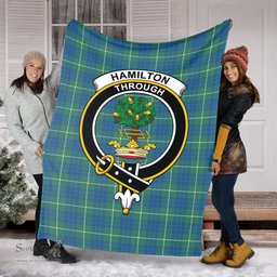 Scottish Hamilton Hunting Ancient Clan Tartan Blanket with Family Crest Tartan Plaid Sherpa Blanket Scottish Plaid Tartan Plaid - ScotsTee - scotstee.com