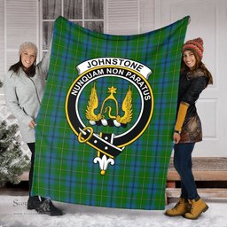 Scottish Johnstone-Johnston Clan Tartan Blanket with Family Crest Tartan Plaid Sherpa Blanket Scottish Plaid Tartan Plaid - ScotsTee - scotstee.com