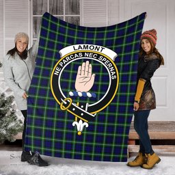 Scottish Lamont Modern Clan Tartan Blanket with Family Crest Tartan Plaid Sherpa Blanket Scottish Plaid Tartan Plaid - ScotsTee - scotstee.com